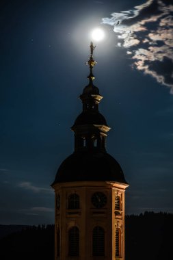 Gece, Kilise, Baden-Baden, Almanya Stiftskirche Kulesi