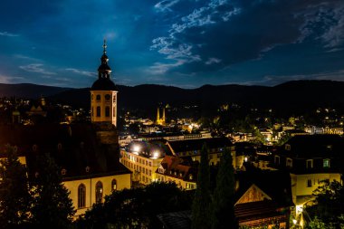 Stiftskirche ve Baden-Baden Şehri Gece, Almanya