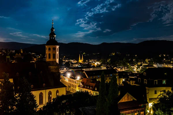 Stiftskirche ve Baden-Baden Şehri Gece, Almanya