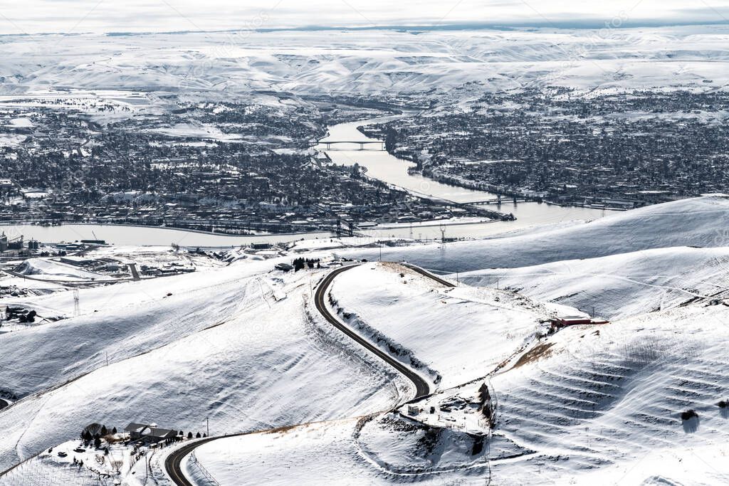 Lewiston and Clarkston Valley in Winter, USA