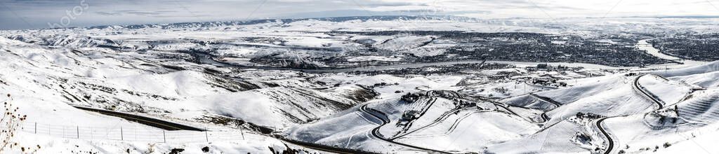 Lewiston and Clarkston Valley in Winter, USA