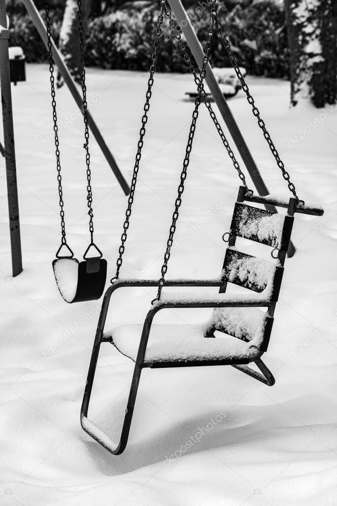 Swing Covered with Snow