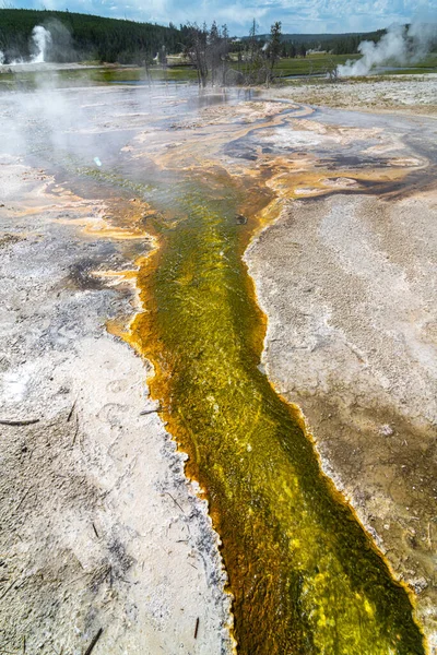 Colorful Hot Run Creek Biscuit Basin Yellowstone Park — Stok Foto