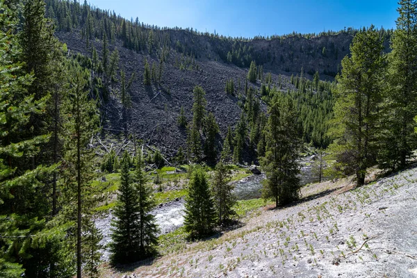 Glissement Rocheux Dans Yellowstone Park Wyoming — Photo