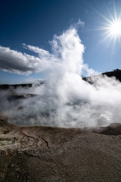 Excelsior Geyser Grand Prismatic Spring Ben Yellowstone Nemzeti Park — Stock Fotó