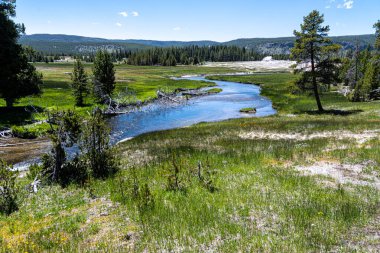 Yukarı Gayzer Havzası boyunca uzanan Ateş Deliği Nehri, Yellowstone Ulusal Parkı