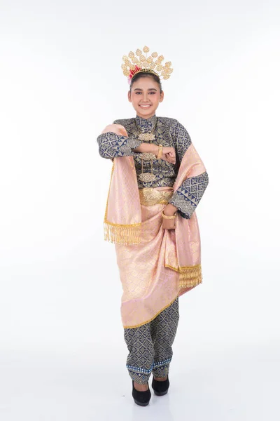 Attractive Malaysian Traditional Dancer Performing Cultural Dance Routine Called Tarian — Stock Photo, Image