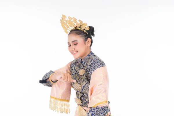 Una Hermosa Bailarina Tradicional Malaya Vestida Con Ropa Danza Tradicional — Foto de Stock