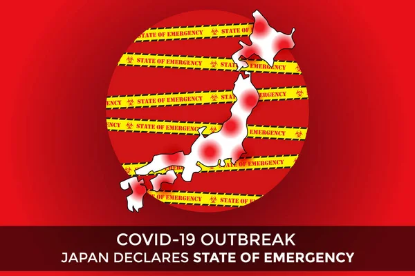 Японський Уряд Оголошує Надзвичайний Стан Всій Країні Боротьби Пандемією Ковід — стоковий вектор