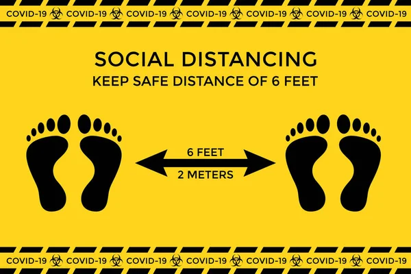 Concept Distance Sociale Distance Minimale Pieds Pour Empêcher Propagation Covid — Image vectorielle