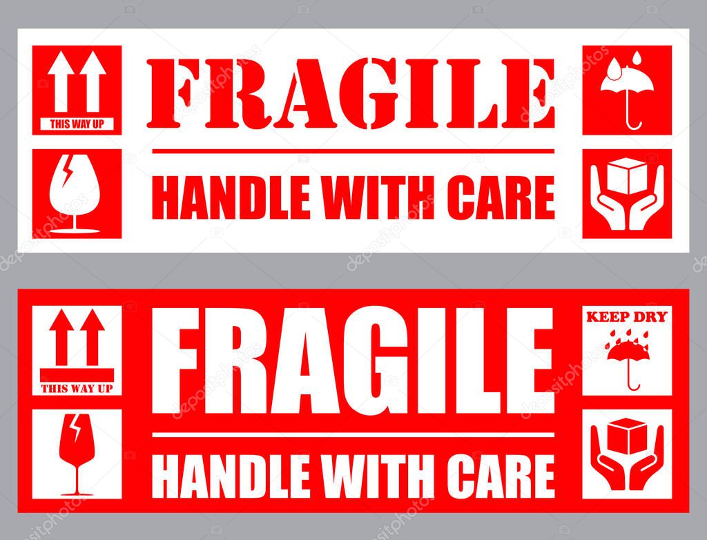 Fragile Or Package Label Stickers Set Fragile Handle With Care This Way Up Keep Dry Vector Illustration Premium Vector In Adobe Illustrator Ai Ai Format Encapsulated Postscript Eps Eps Format