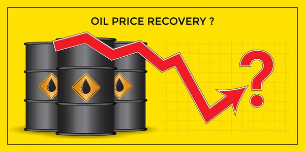 Återhämtningskonceptet För Oljeindustrin Pilen Med Nedåtgående Trend Går Uppåt Slutet — Stock vektor