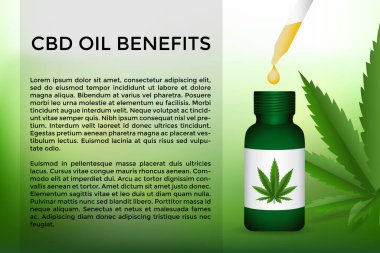 CBD Petrol yardım konsepti poster formatında. Kenevir ve CBD yağı için tıbbi yardım.