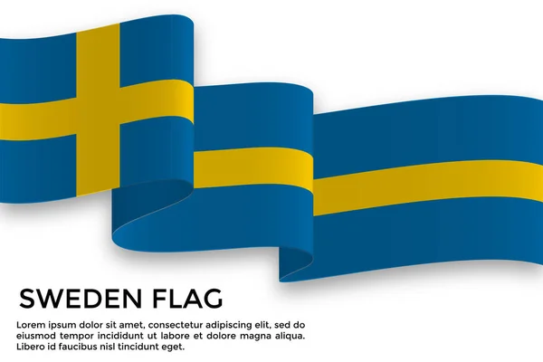 Ondeando Bandera Suecia Icono Ilustración Vectorial Aislado Sobre Fondo Blanco — Vector de stock
