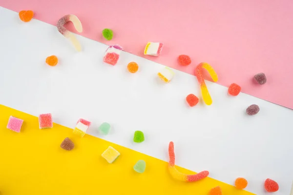 Arreglo Abstracto Caramelos Dulces Sobre Fondo Multicolor — Foto de Stock