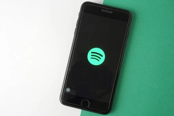 Kuala Lumpur Febrero 2018 Aplicación Spotify Smartphone Spotify Popular Servicio — Foto de Stock