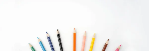 Concepto Regreso Escuela Vista Plana Artículos Papelería Como Bolígrafos Lápices — Foto de Stock