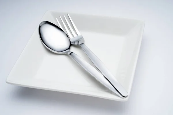 Creative Arrangement Kitchen Silverware Fork Spoon Abstract Conceptual — Stock Photo, Image