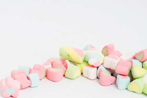 Creative Arrangement Colorful Candies Sweets White Background — Stock Photo, Image