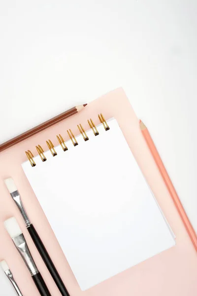 Zurück Zum Schulkonzept Flache Lageansicht Von Schreibwaren Wie Stift Bleistift — Stockfoto