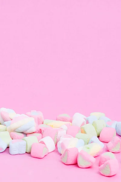 Marshmallows Pastel Pink Background — Stock Photo, Image