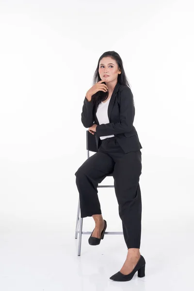 Porträt Einer Schönen Geschäftsfrau Mit Verschiedenen Posen Isoliert Auf Weißem — Stockfoto