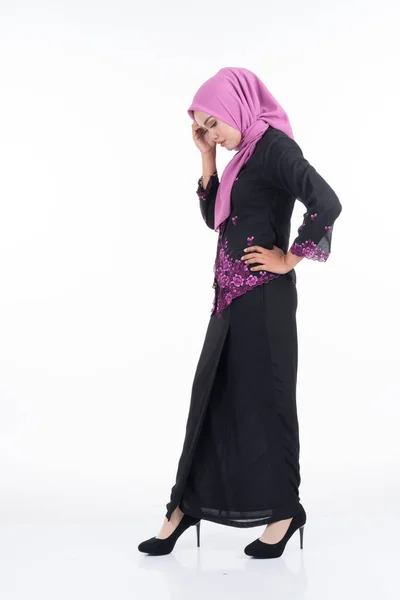 Modelo Feminino Bonito Kebaya Hijab Vestuário Estilo Vida Moderno Para — Fotografia de Stock