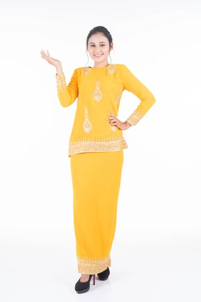 Beautiful Female Asian Model Various Poses Wearing Modern Kurung Malaysian — Stock Photo, Image