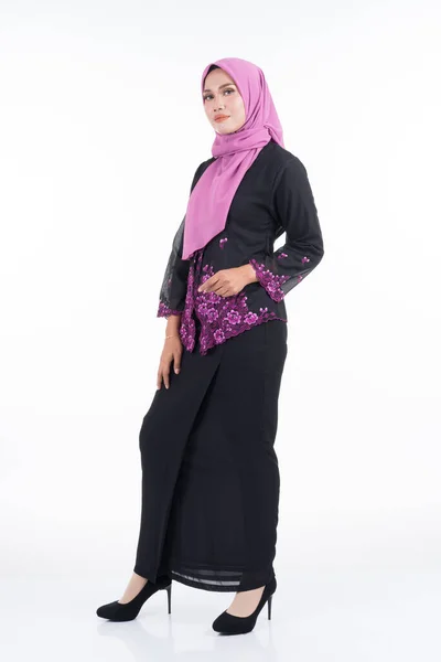 Modelo Feminino Bonito Kebaya Hijab Vestuário Estilo Vida Moderno Para — Fotografia de Stock