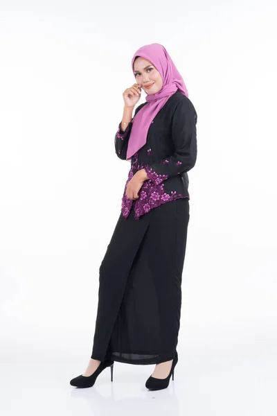 Bellissimo Modello Femminile Kebaya Hijab Abbigliamento Stile Vita Moderno Donne — Foto Stock