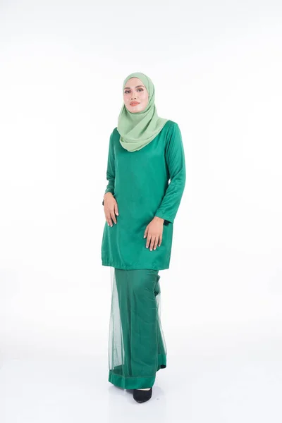 Gyönyörű Női Modell Modern Kurung Hidzsáb Egy Modern Életmód Ruházat — Stock Fotó