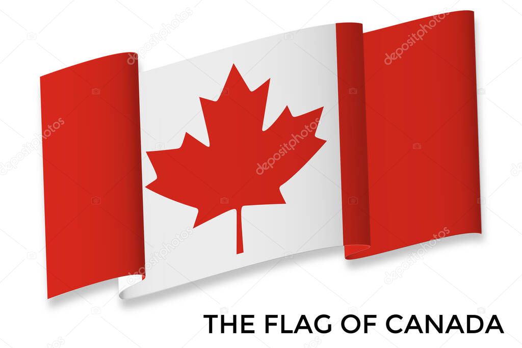 Waving country flag of Canada. Vector illustration 3D icon isolated on white background for banner, poster, card design.