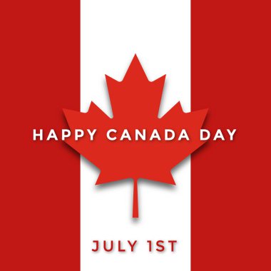 Kanada Gününüz kutlu olsun. Poster, kart, akçaağaç yapraklı pankart tasarımı. Vektör illüstrasyonu. Quare biçimi