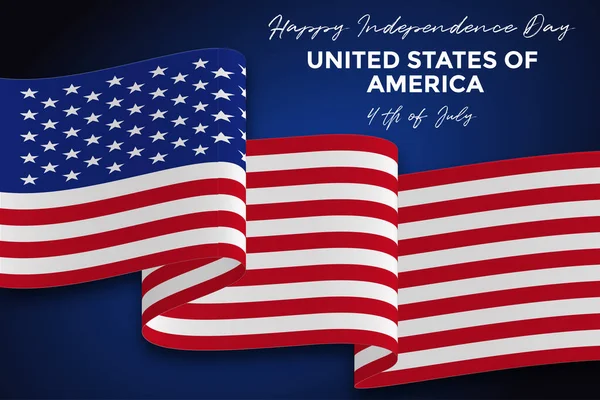 Julho Eua Independência Dia Bandeira Cartaz Vetor Ilustração —  Vetores de Stock
