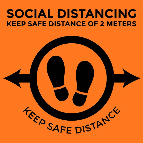 Affiche Autocollant Campagne Sensibilisation Distance Sociale Promouvant Distance Sécuritaire Dans — Image vectorielle