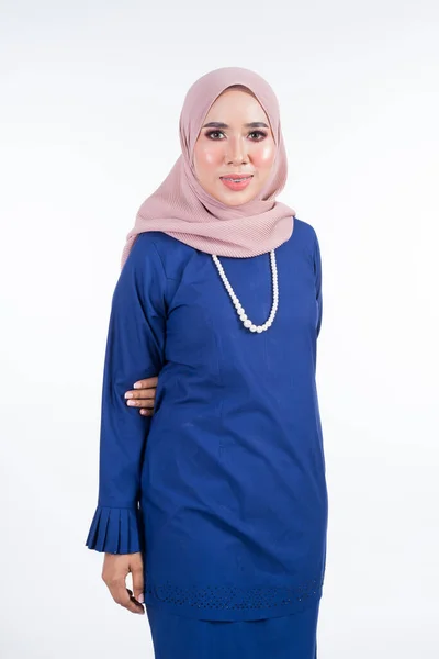 Half Length Portrait Beautiful Female Model Wearing Traditional Dress Hijab — Stock Photo, Image