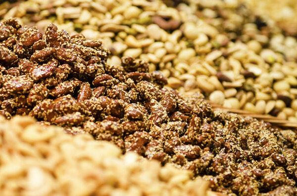 Counter with different nuts on the market