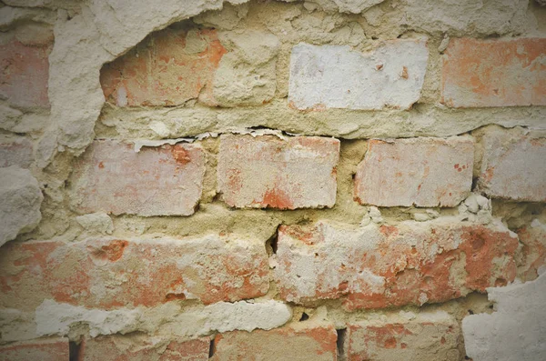 Empty Old Brick Wall Texture Painted Distressed Wall Surface Grungy — Stock Photo, Image