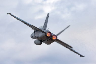 Avalon, Avustralya - 27 Şubat 2013: Royal Australian Air Force (RAAF) Boeing F / A-18F Super Hornet multitirole savaş uçağı A44-216 Queensland, RAAF Amberley 'de.