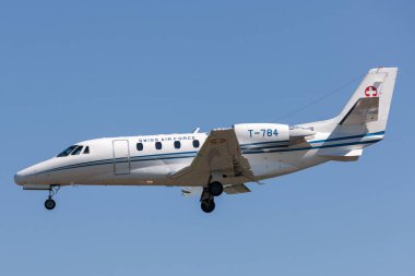 RAF Fairford, Gloucestershire, İngiltere - 10 Temmuz 2014: İsviçre Hava Kuvvetleri Cessna 560XL Citation Excel ticari jet uçağı T-784.