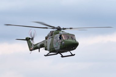 RAF Fairford, Gloucestershire, İngiltere - 10 Temmuz 2014: Westland Lynx AH.7 Helicopter XZ184 İngiliz Ordusu Hava Kuvvetleri.