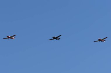 RAF Fairford, Gloucestershire, İngiltere - 10 Temmuz 2014: Eski Kraliyet Hava Kuvvetleri (RAF) Scottish Aviation Bulldog T.1 eğitim uçağı (XX614) G-GGRR.