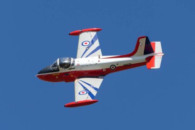 RAF Fairford, Gloucestershire, İngiltere - 10 Temmuz 2014: Eski Kraliyet Hava Kuvvetleri (RAF) Avcılık P-84 Jet Yöneticisi T.3A XM479 (G-BVEZ) jet eğitmeni uçağı.
