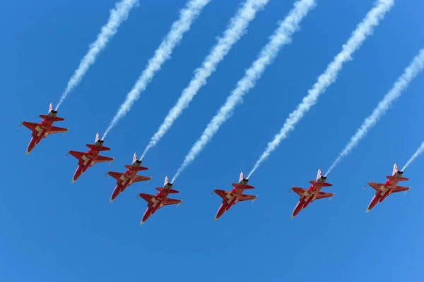 Raf Fairford Gloucestershire 2014 Patrouille Suisse Formation Display Team Swiss — 스톡 사진