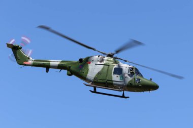 RAF Fairford, Gloucestershire, İngiltere - 10 Temmuz 2014: Westland Lynx AH.7 Helicopter XZ184 İngiliz Ordusu Hava Kuvvetleri.