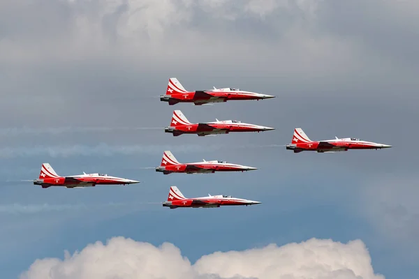 Raf Fairford Gloucestershire July 2014 Patrouille Suisse Formation Team Swiss — стоковое фото