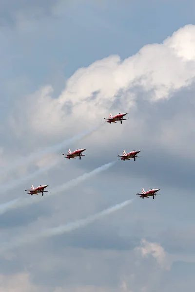 Raf Fairford Gloucestershire July 2014 Patrouille Suisse Formation Display Team — Stock Photo, Image