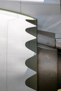 Farnborough, İngiltere - 17 Temmuz 2014: Boeing 787-9 Dreamliner ticari hava yollarının motor detayları.