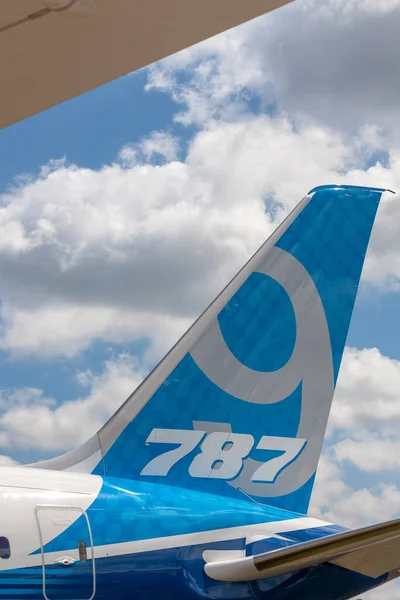Farnborough Ngiltere Temmuz 2014 Boeing 787 Dreamliner Ticari Uçak Kuyruğu — Stok fotoğraf