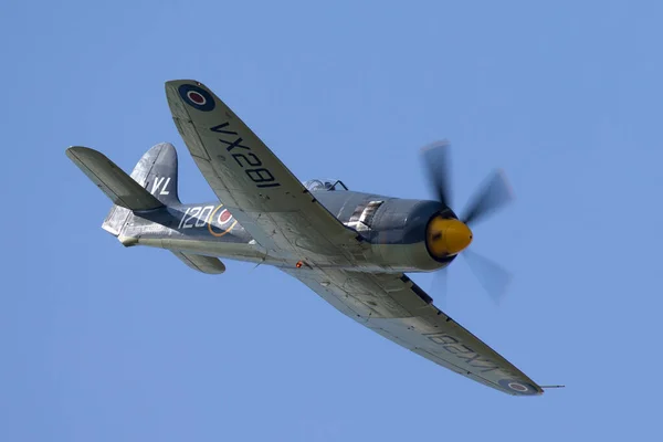 Farnborough Ηνωμένο Βασίλειο Ιουλίου 2014 Hawker Sea Fury Rnhf Του — Φωτογραφία Αρχείου